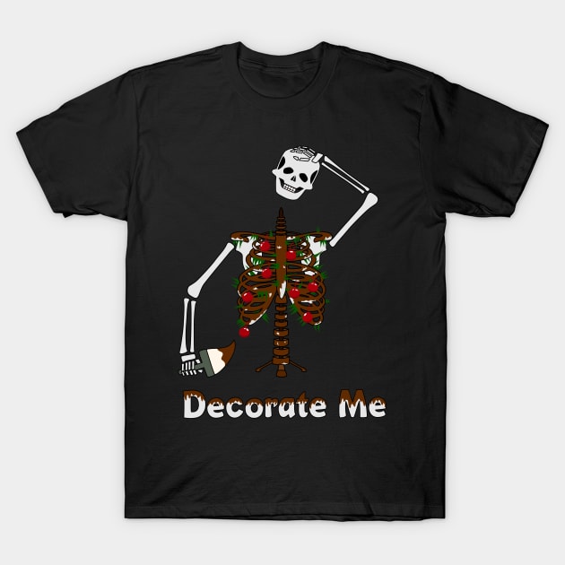 'Decorate Me' Christmas Tree Skeleton T-Shirt by kinocomart